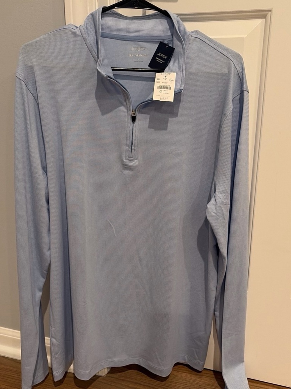 J. Crew Light Blue Performance Quarter-Zip Long Sleeve